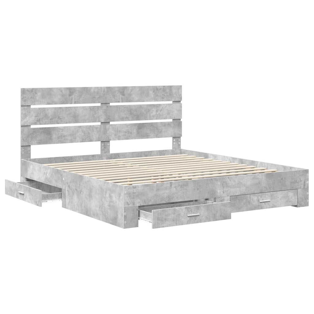 vidaXL Ramka łóżka Betonowy szary 180 x 200 cm Materiał drewnopochodny