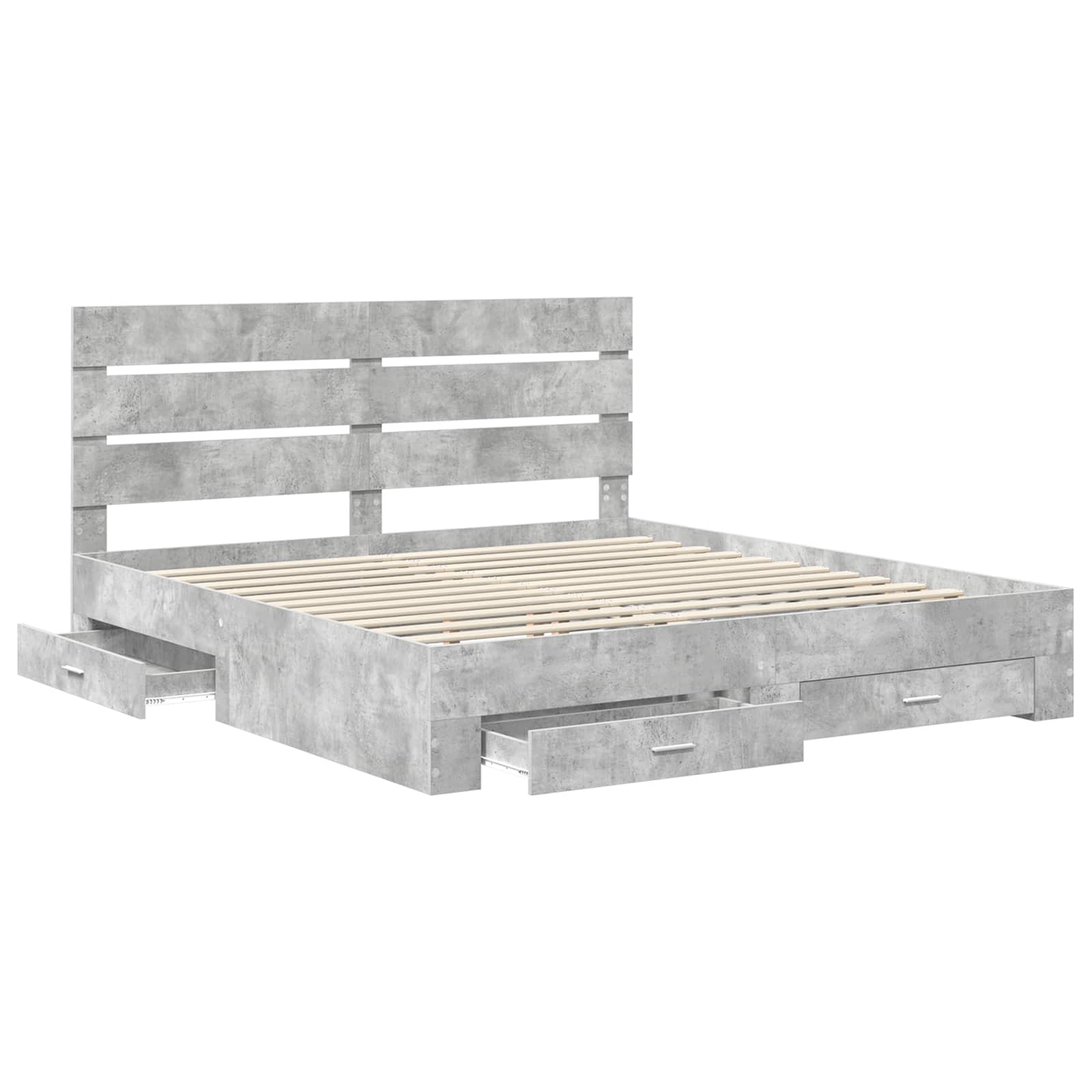 vidaXL Ramka łóżka Betonowy szary 180 x 200 cm Materiał drewnopochodny