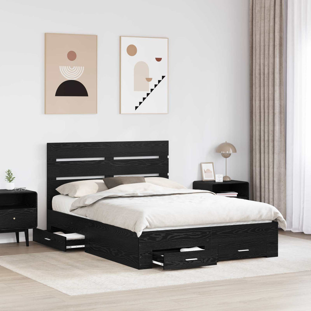 vidaXL Ramka łóżka Czarny Dąb 160 x 200 cm Materiał drewnopochodny