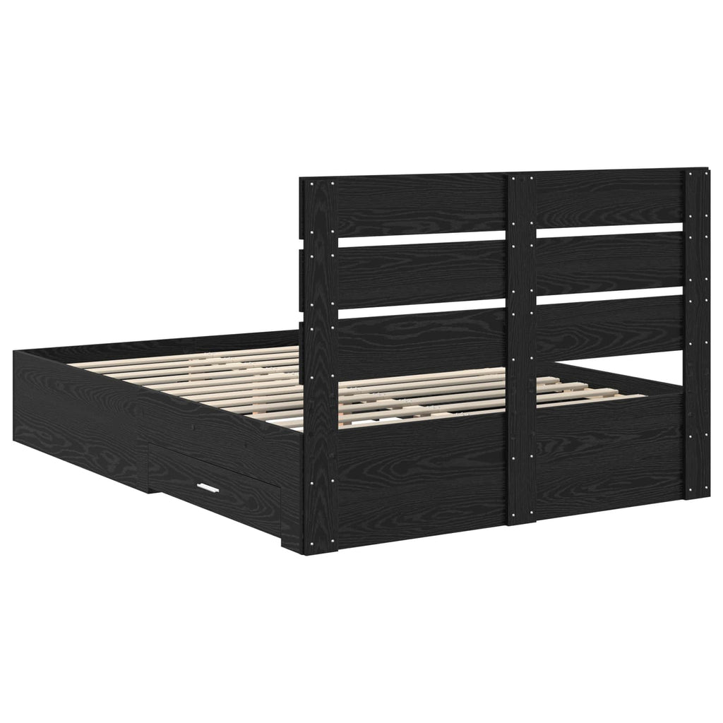 vidaXL Ramka łóżka Czarny Dąb 160 x 200 cm Materiał drewnopochodny
