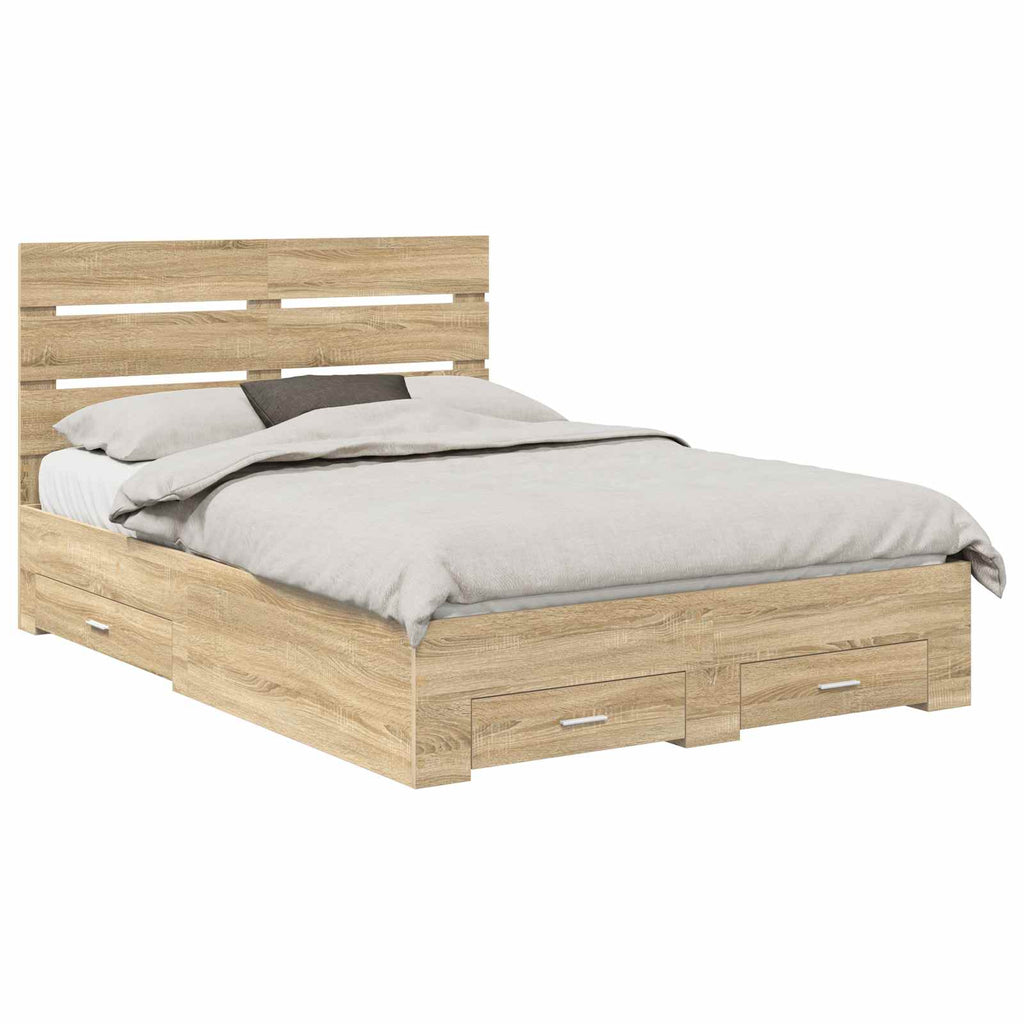vidaXL Ramka łóżka Dąb Sonoma 150 x 200 cm Materiał drewnopochodny