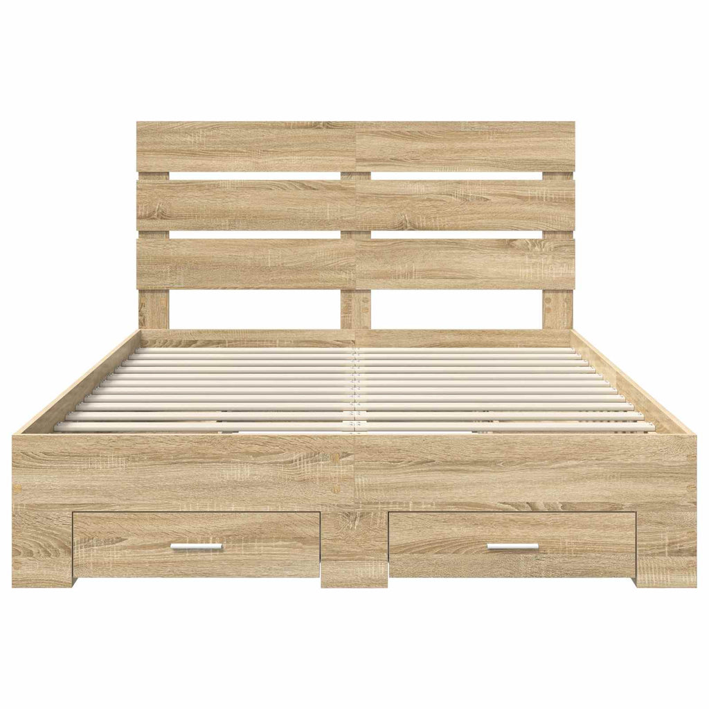 vidaXL Ramka łóżka Dąb Sonoma 150 x 200 cm Materiał drewnopochodny
