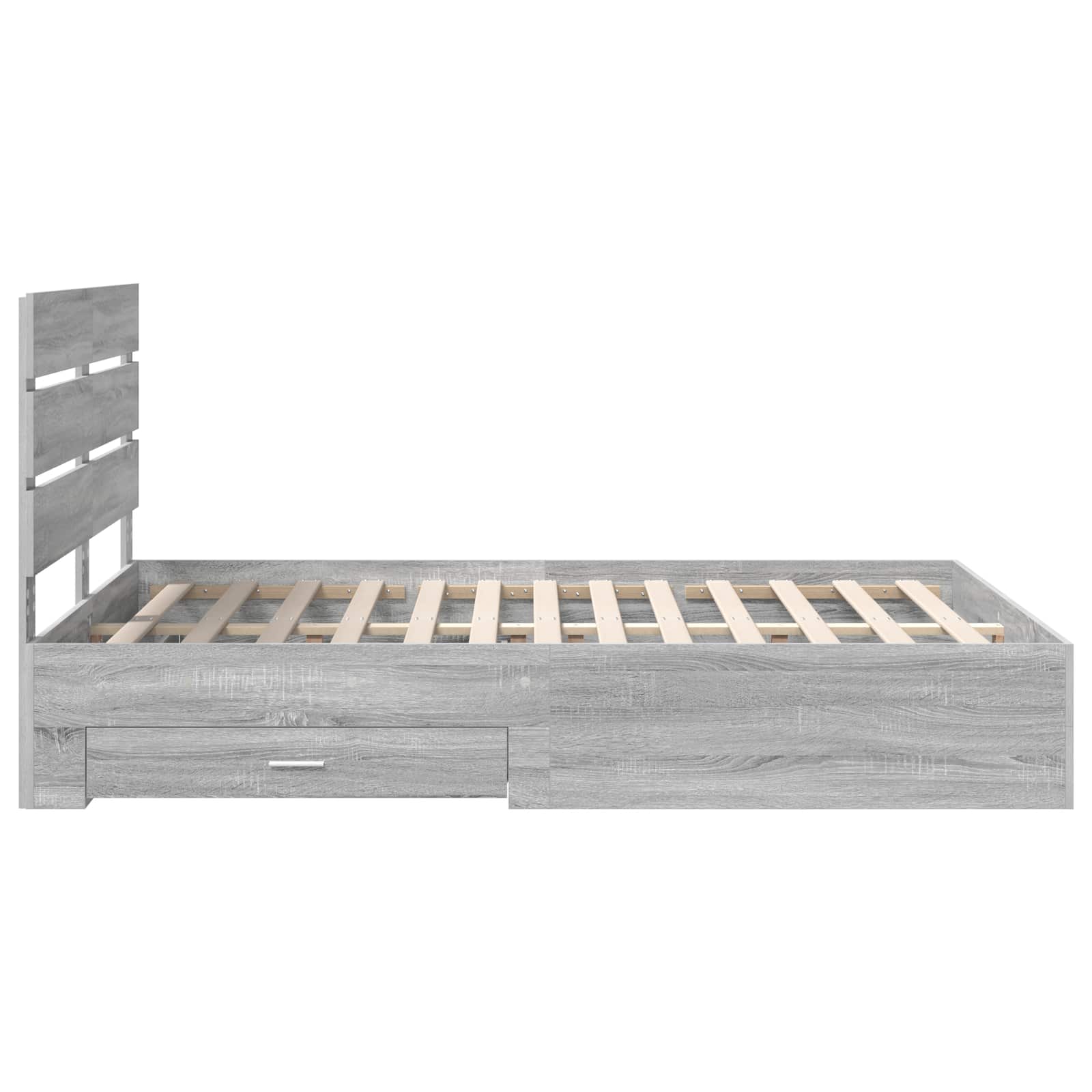 vidaXL Ramka łóżka Szary Sonoma 150 x 200 cm Materiał drewnopochodny