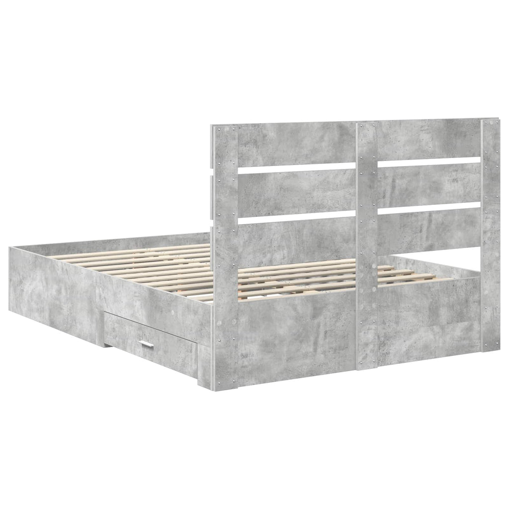 vidaXL Ramka łóżka Betonowy szary 140 x 200 cm Materiał drewnopochodny