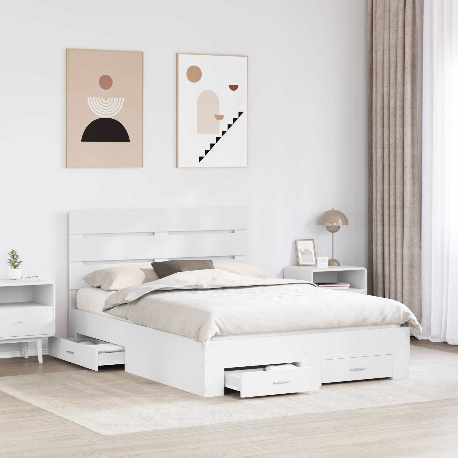 vidaXL Ramka łóżka Biały 140 x 190 cm Materiał drewnopochodny