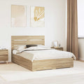vidaXL Ramka łóżka Dąb Sonoma 140 x 190 cm Materiał drewnopochodny