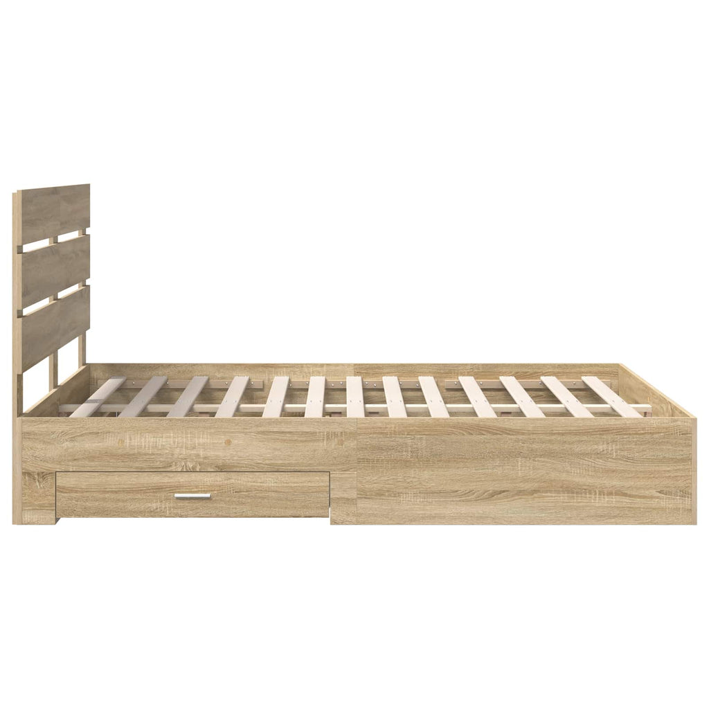 vidaXL Ramka łóżka Dąb Sonoma 140 x 190 cm Materiał drewnopochodny