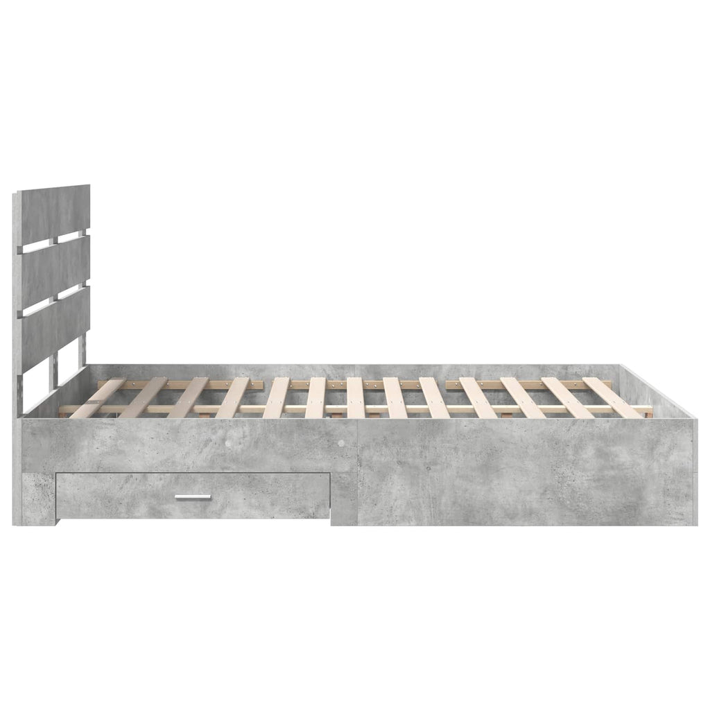 vidaXL Ramka łóżka Betonowy szary 140 x 190 cm Materiał drewnopochodny