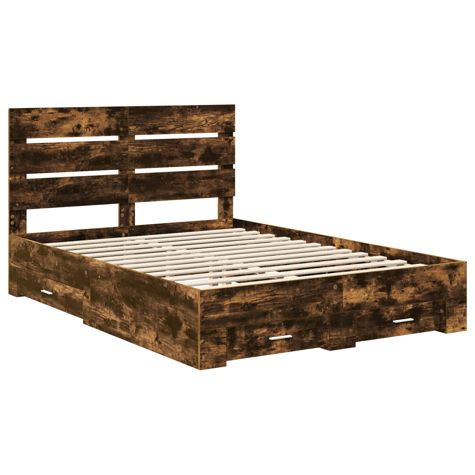 vidaXL Ramka łóżka Dąb wędzony 140 x 190 cm Materiał drewnopochodny