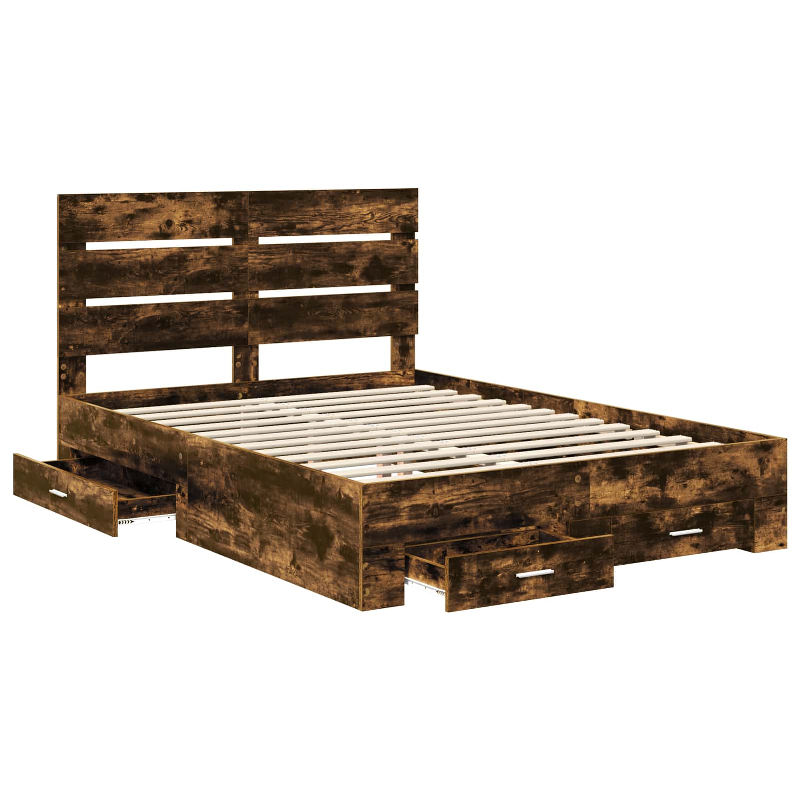 vidaXL Ramka łóżka Dąb wędzony 140 x 190 cm Materiał drewnopochodny