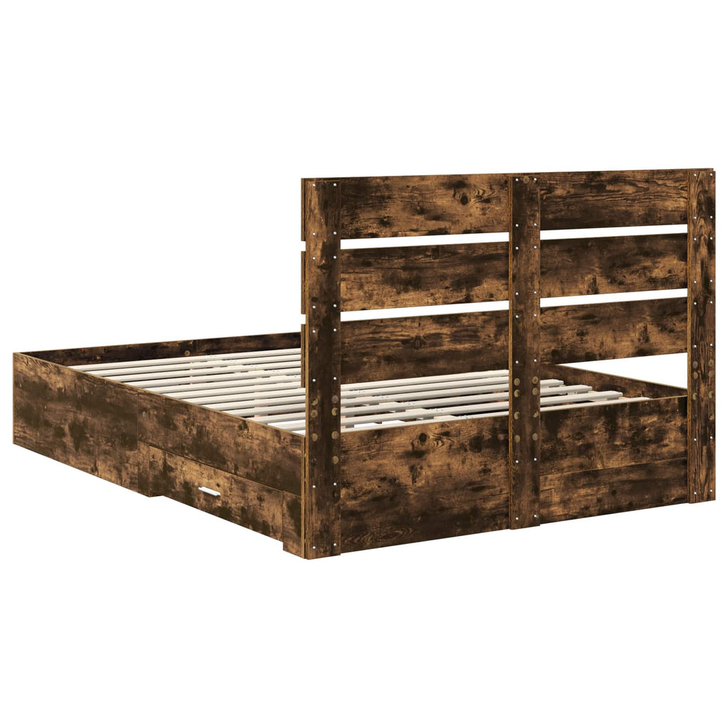 vidaXL Ramka łóżka Dąb wędzony 140 x 190 cm Materiał drewnopochodny