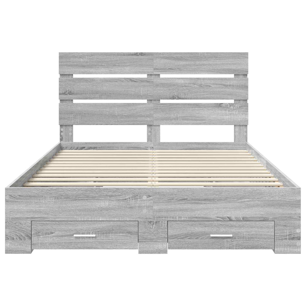vidaXL Ramka łóżka Szary Sonoma 140 x 190 cm Materiał drewnopochodny