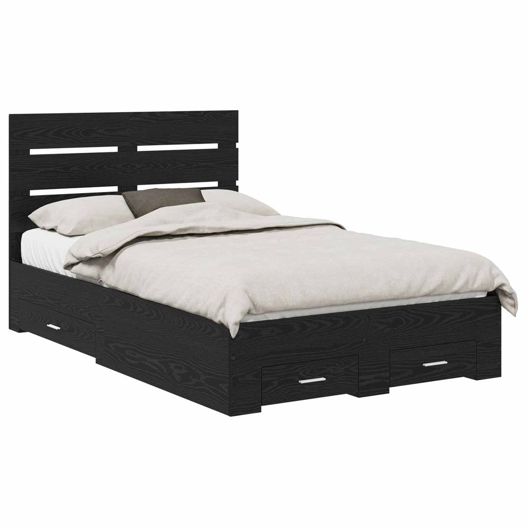 vidaXL Ramka łóżka Czarny Dąb 135 x 190 cm Materiał drewnopochodny