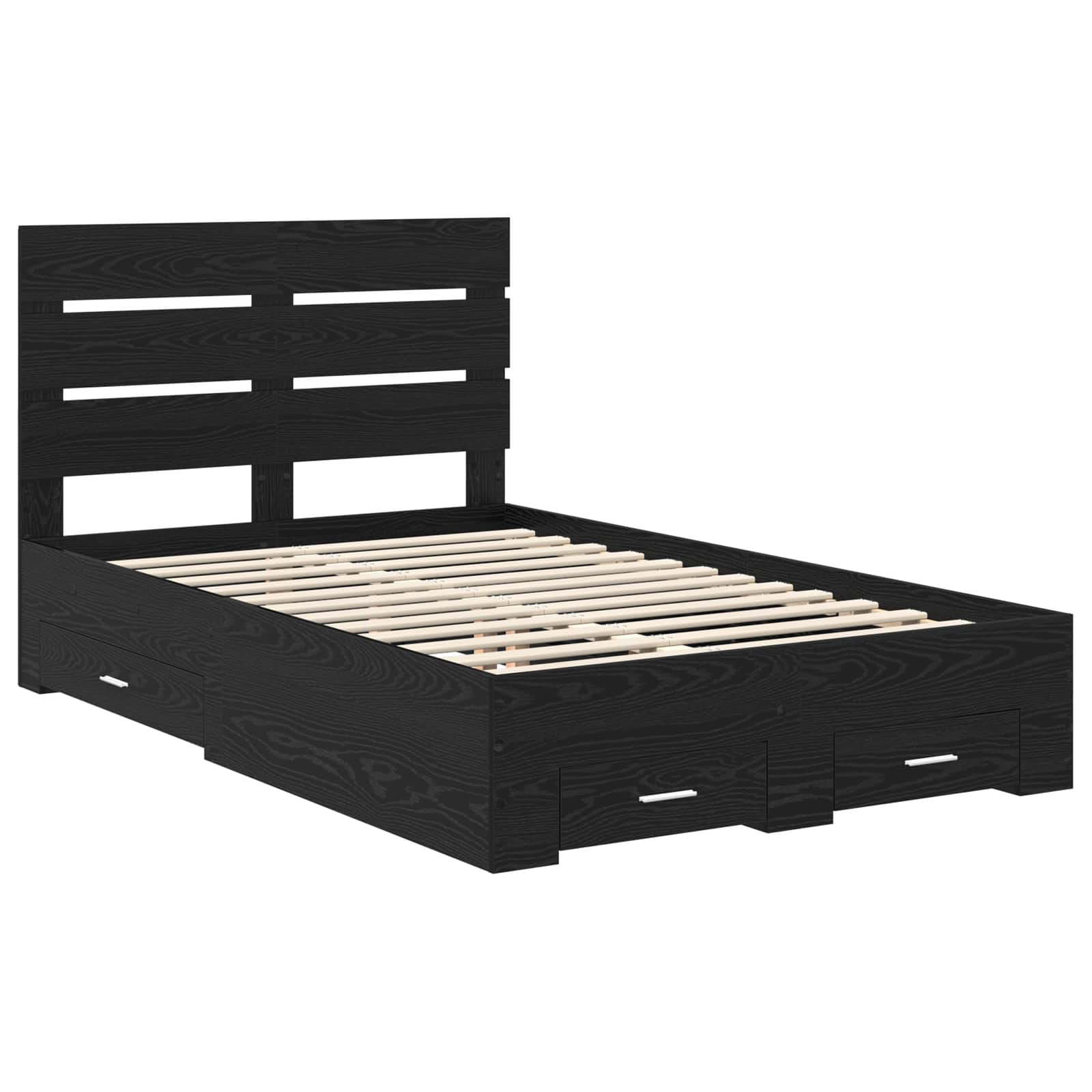 vidaXL Ramka łóżka Czarny Dąb 135 x 190 cm Materiał drewnopochodny