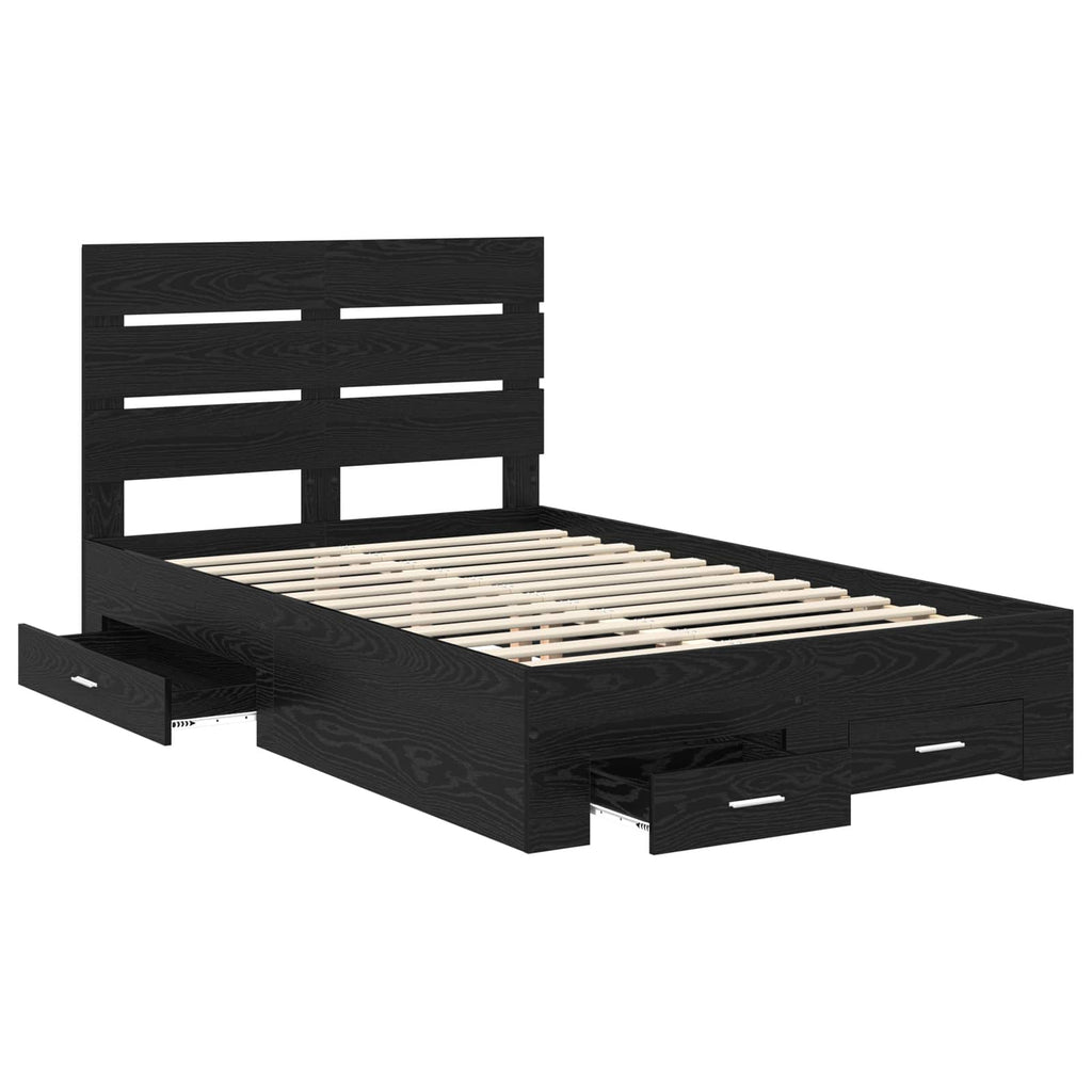 vidaXL Ramka łóżka Czarny Dąb 135 x 190 cm Materiał drewnopochodny
