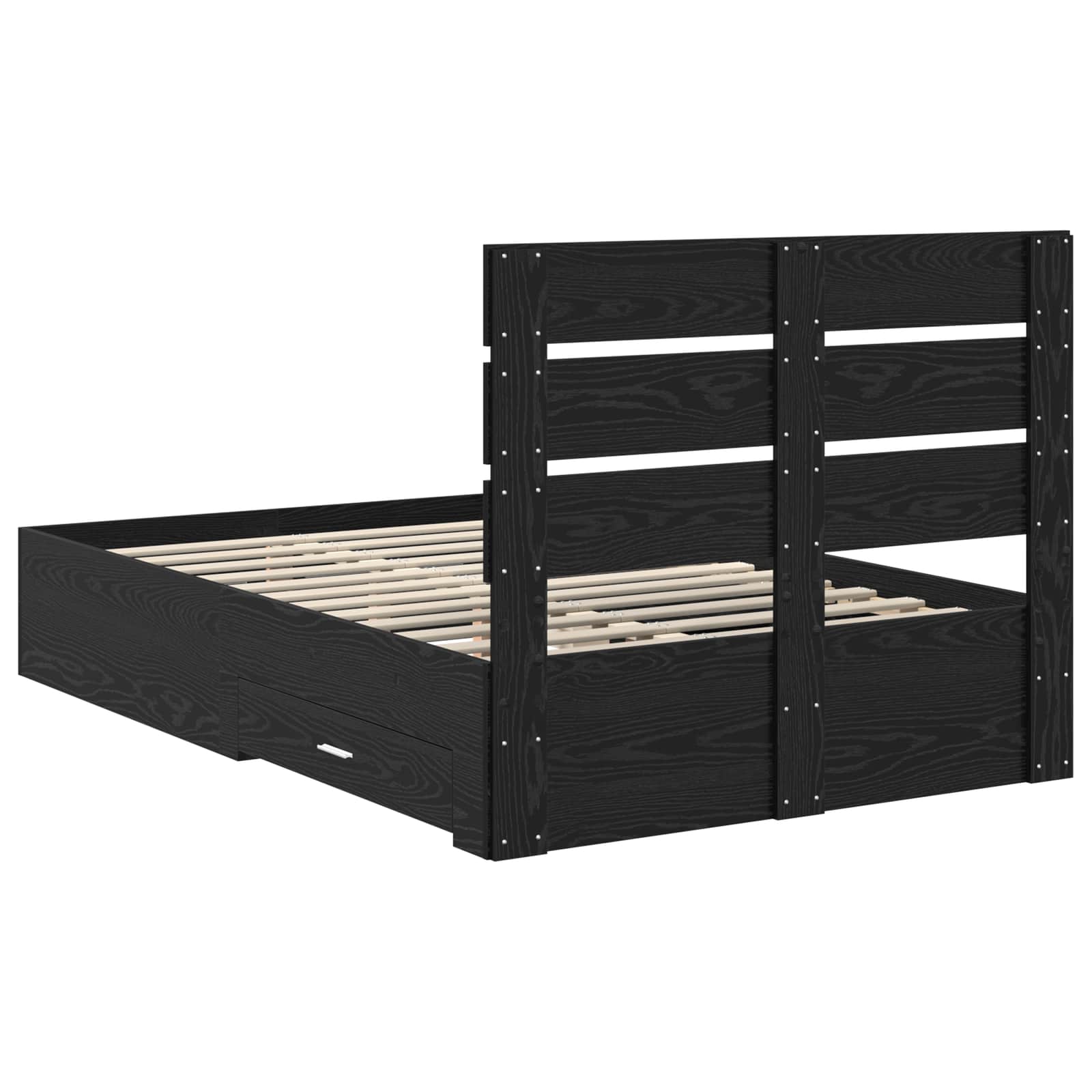 vidaXL Ramka łóżka Czarny Dąb 135 x 190 cm Materiał drewnopochodny