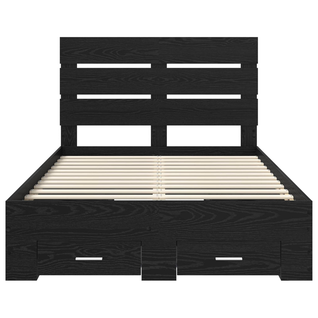 vidaXL Ramka łóżka Czarny Dąb 135 x 190 cm Materiał drewnopochodny
