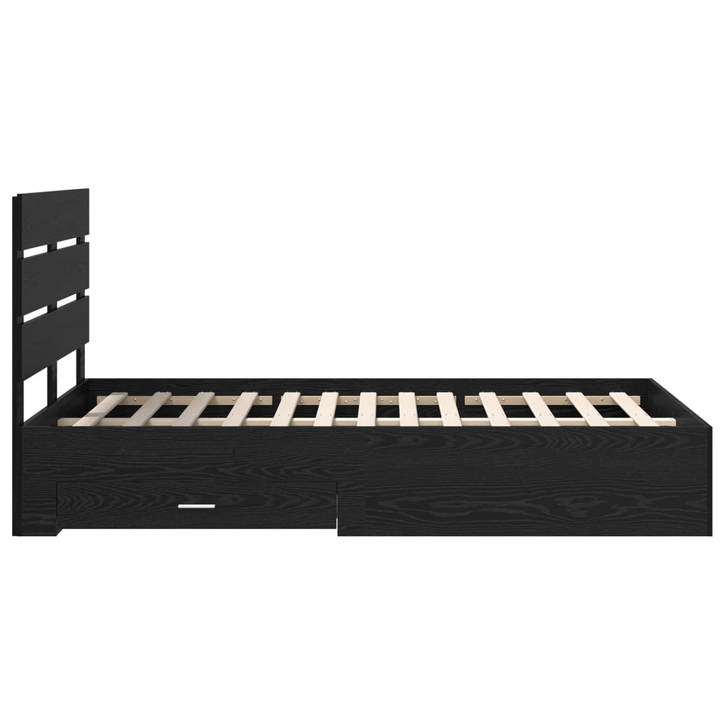vidaXL Ramka łóżka Czarny Dąb 135 x 190 cm Materiał drewnopochodny