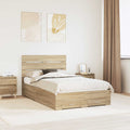 vidaXL Ramka łóżka Dąb Sonoma 135 x 190 cm Materiał drewnopochodny