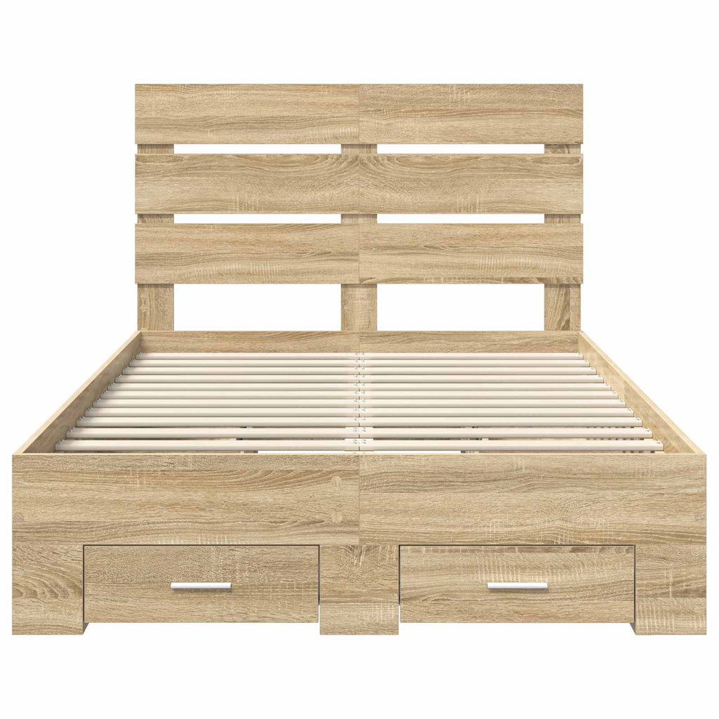 vidaXL Ramka łóżka Dąb Sonoma 135 x 190 cm Materiał drewnopochodny