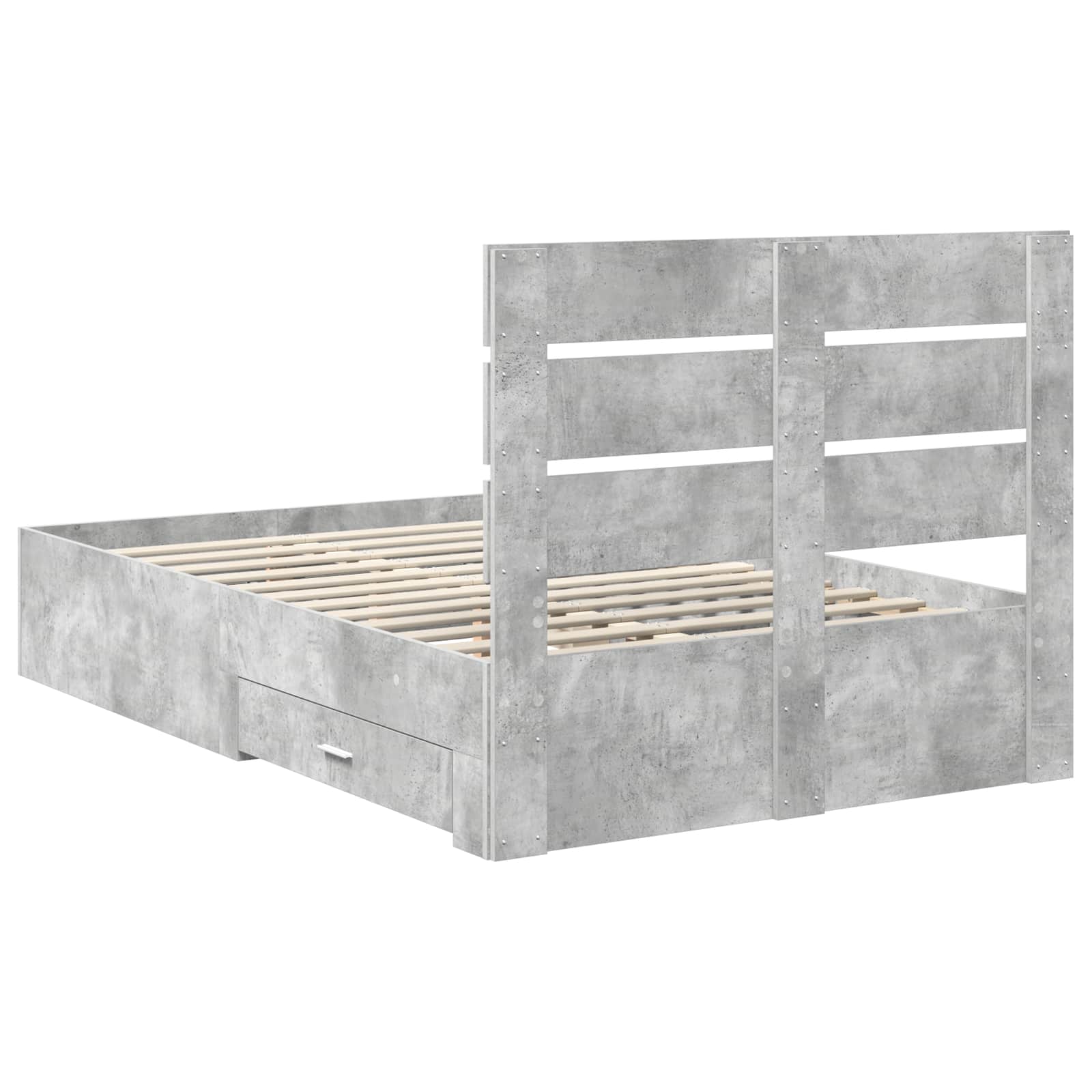 vidaXL Ramka łóżka Betonowy szary 135 x 190 cm Materiał drewnopochodny