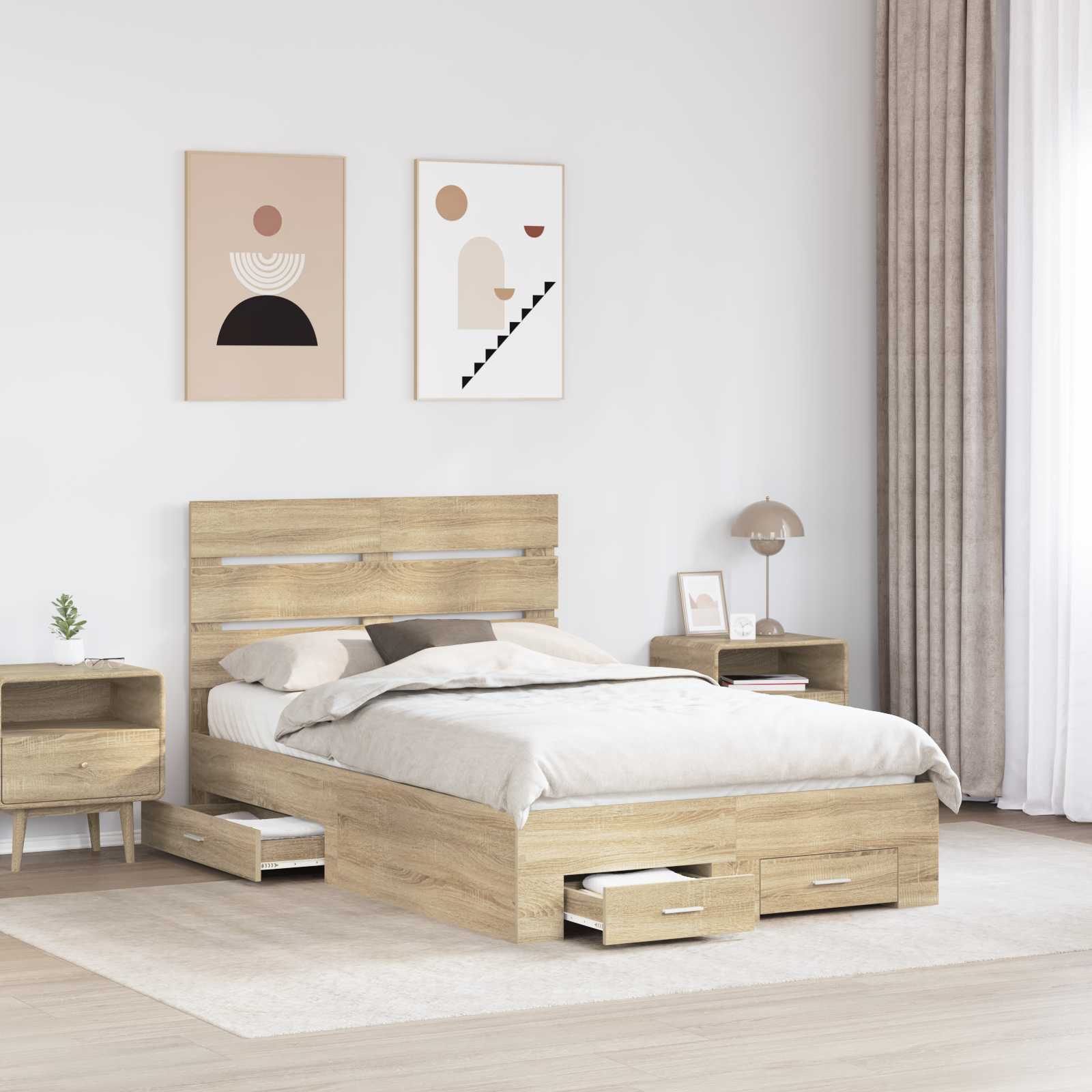 vidaXL Ramka łóżka Dąb Sonoma 120 x 200 cm Materiał drewnopochodny