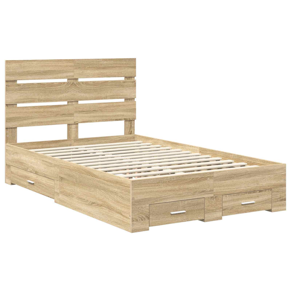 vidaXL Ramka łóżka Dąb Sonoma 120 x 200 cm Materiał drewnopochodny
