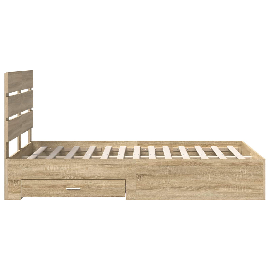 vidaXL Ramka łóżka Dąb Sonoma 120 x 200 cm Materiał drewnopochodny