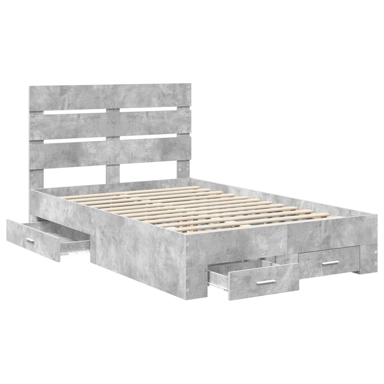 vidaXL Ramka łóżka Betonowy szary 120 x 190 cm Materiał drewnopochodny