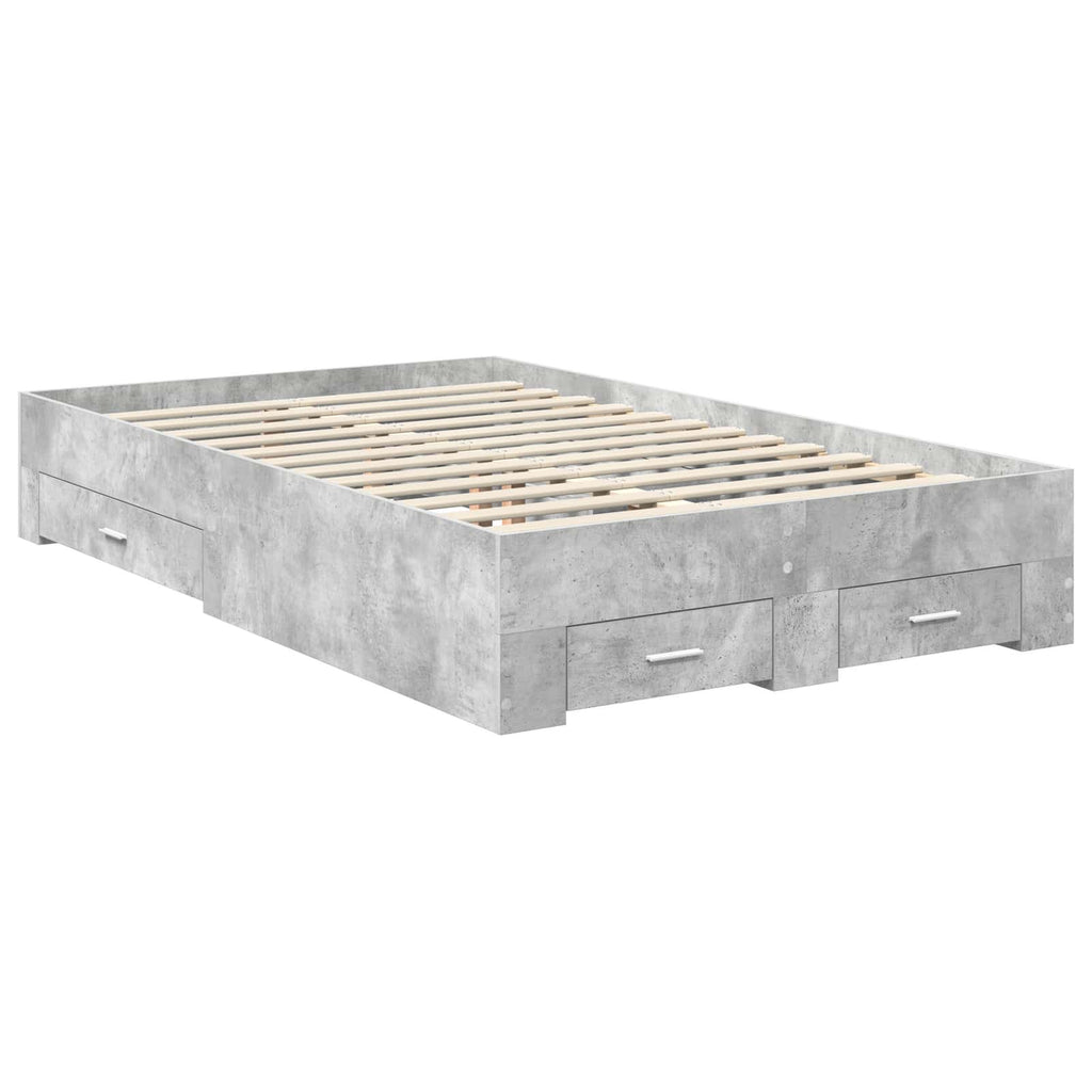 vidaXL Ramka łóżka Betonowy szary 120 x 190 cm Materiał drewnopochodny