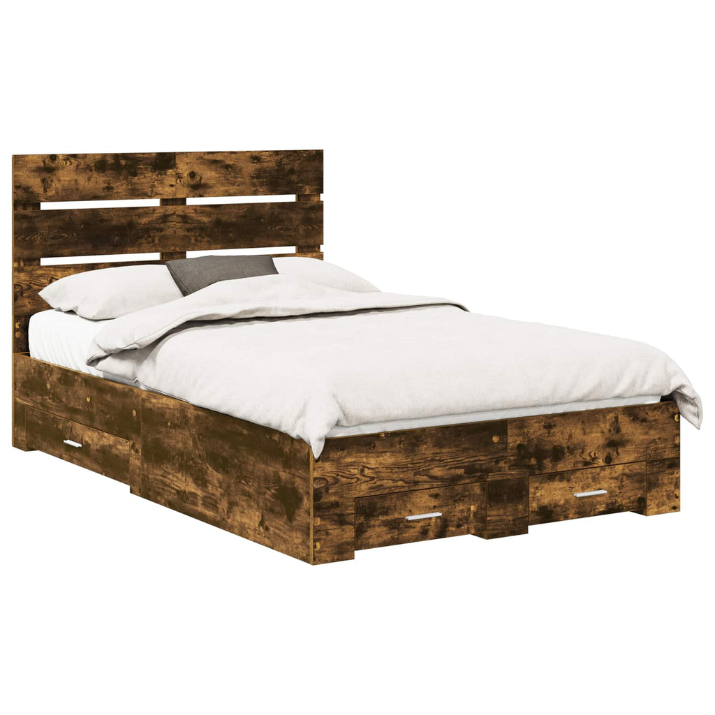 vidaXL Ramka łóżka Dąb wędzony 120 x 190 cm Materiał drewnopochodny