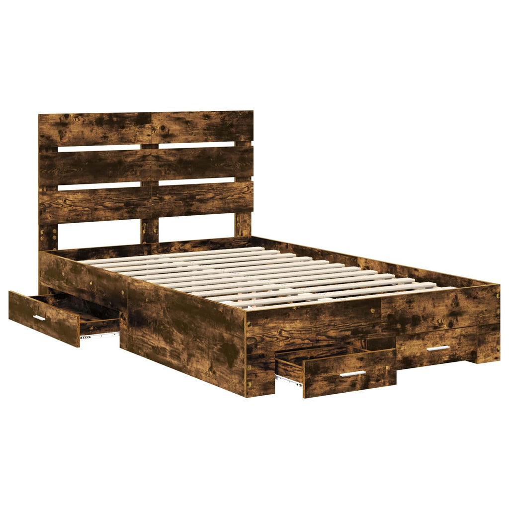 vidaXL Ramka łóżka Dąb wędzony 120 x 190 cm Materiał drewnopochodny
