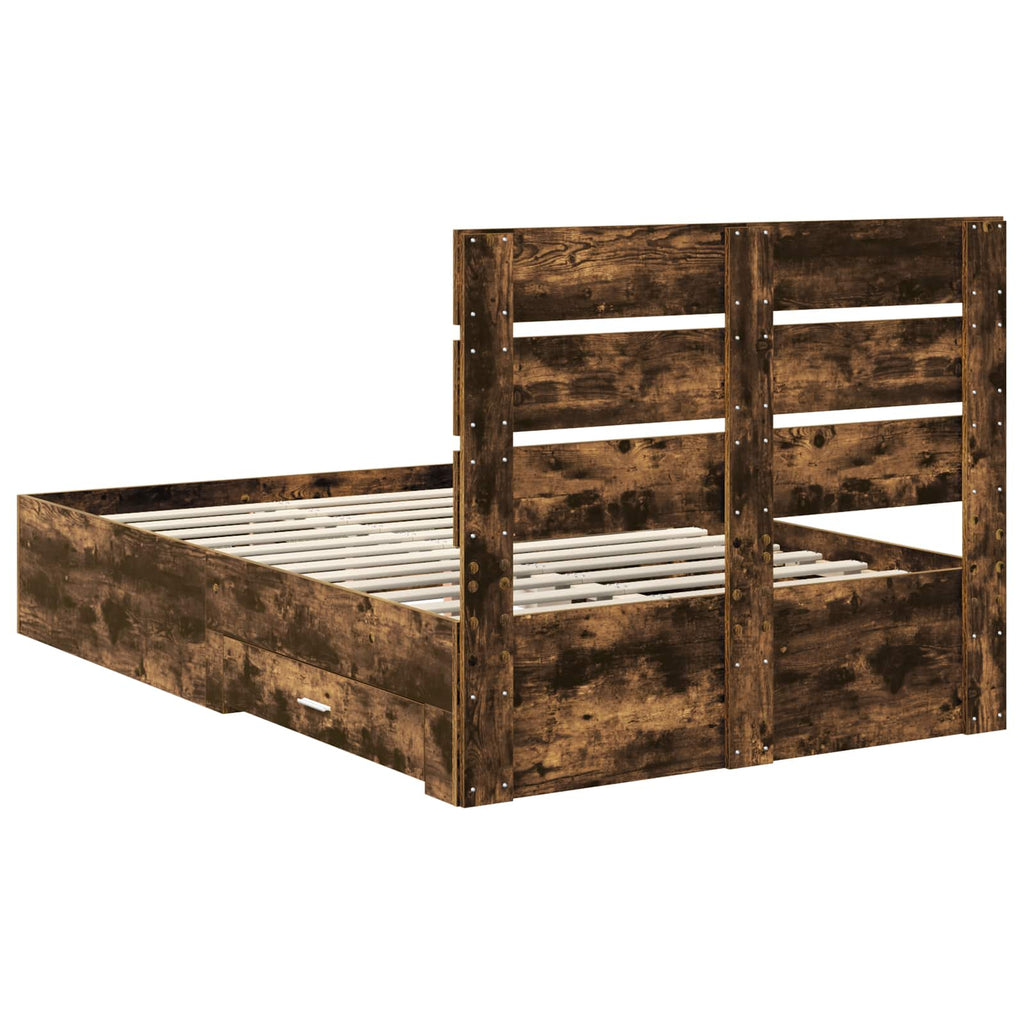 vidaXL Ramka łóżka Dąb wędzony 120 x 190 cm Materiał drewnopochodny