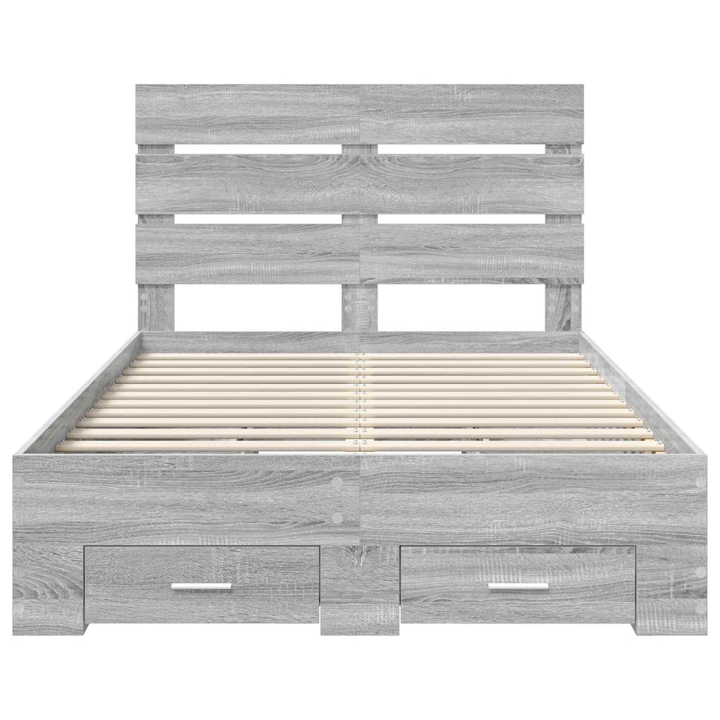 vidaXL Ramka łóżka Szary Sonoma 120 x 190 cm Materiał drewnopochodny