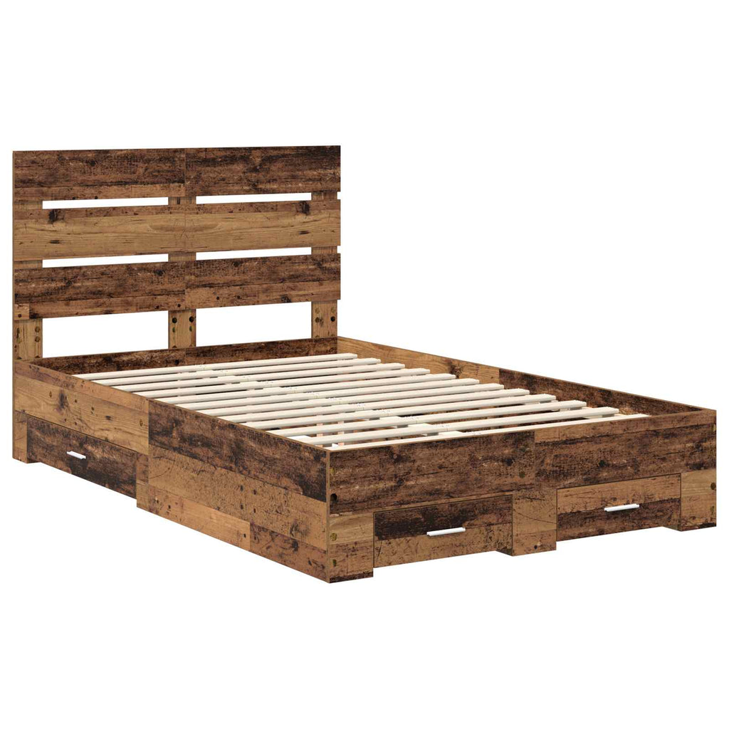 vidaXL Ramka łóżka Stare drewno 120 x 190 cm Materiał drewnopochodny