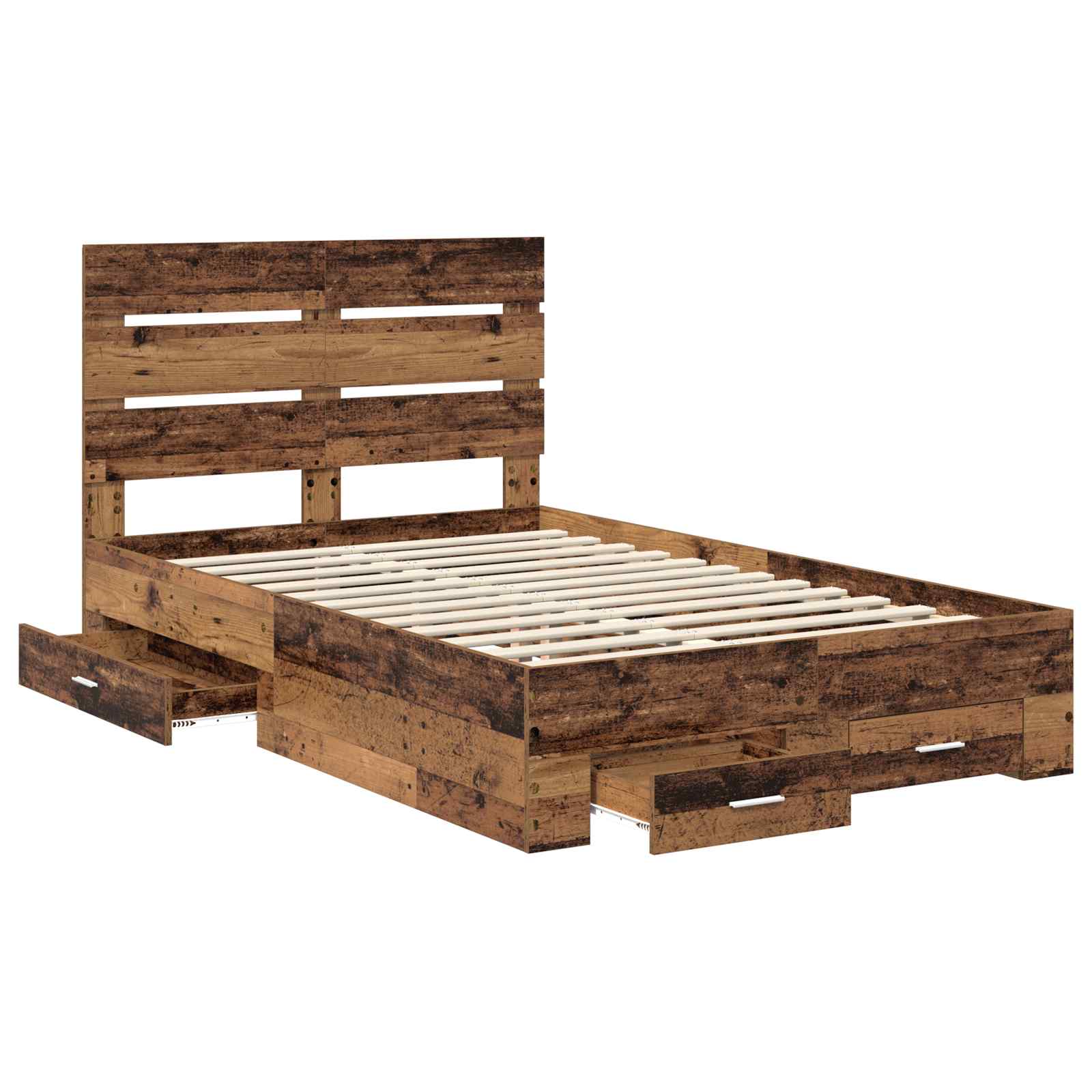 vidaXL Ramka łóżka Stare drewno 120 x 190 cm Materiał drewnopochodny