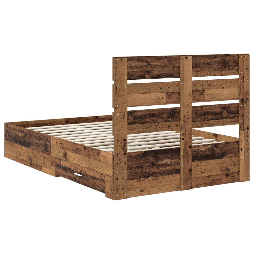 vidaXL Ramka łóżka Stare drewno 120 x 190 cm Materiał drewnopochodny