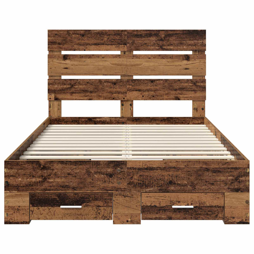 vidaXL Ramka łóżka Stare drewno 120 x 190 cm Materiał drewnopochodny