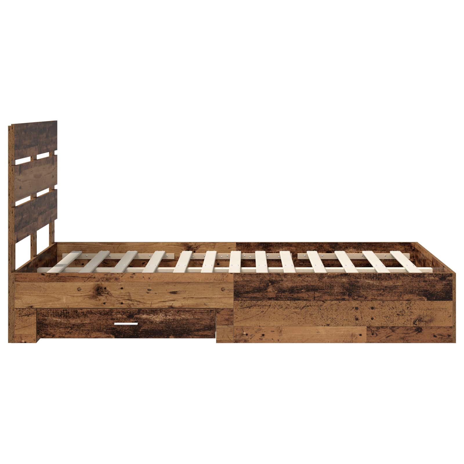 vidaXL Ramka łóżka Stare drewno 120 x 190 cm Materiał drewnopochodny