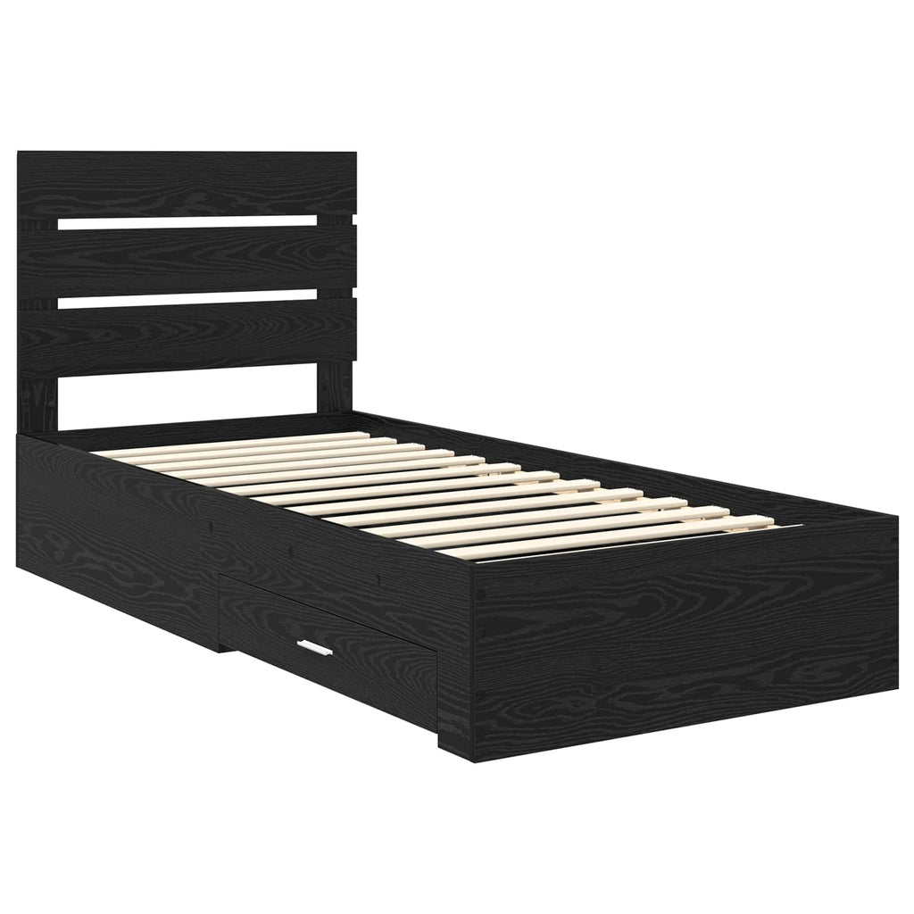 vidaXL Ramka łóżka Czarny Dąb 100 x 200 cm Materiał drewnopochodny