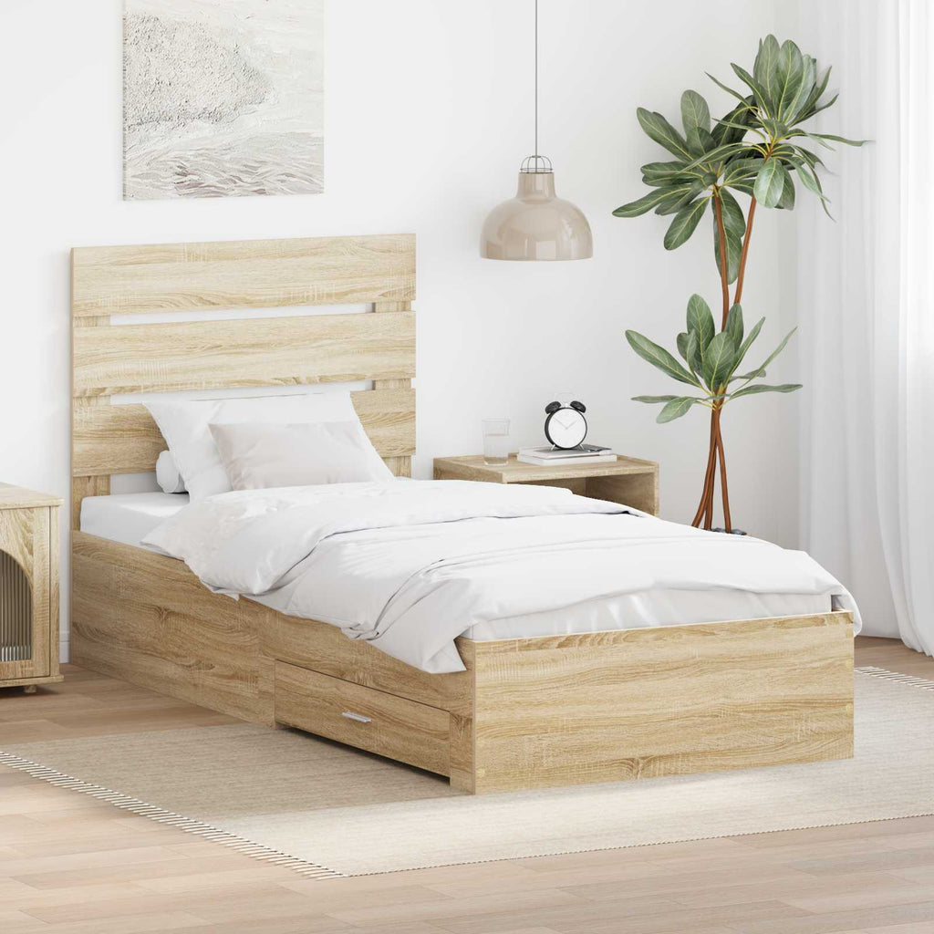 vidaXL Ramka łóżka Dąb Sonoma 100 x 200 cm Materiał drewnopochodny