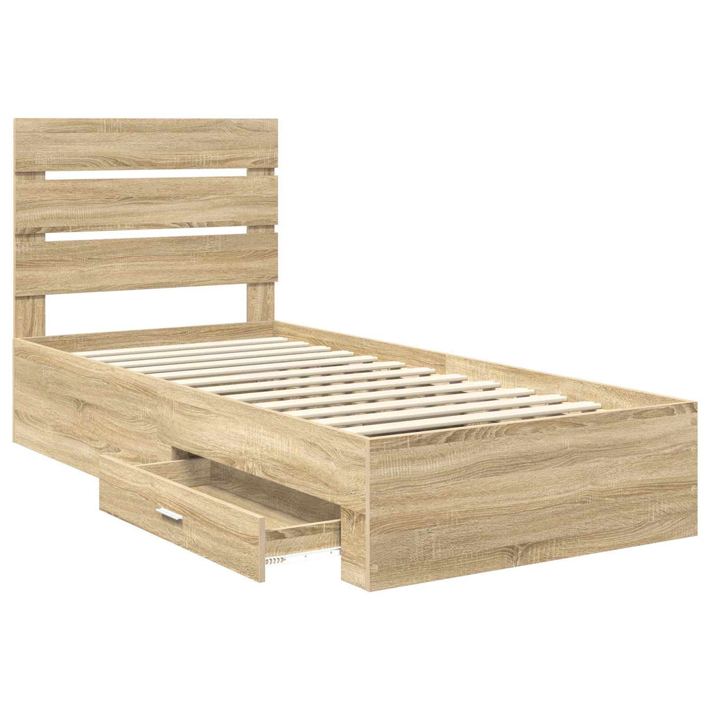 vidaXL Ramka łóżka Dąb Sonoma 100 x 200 cm Materiał drewnopochodny