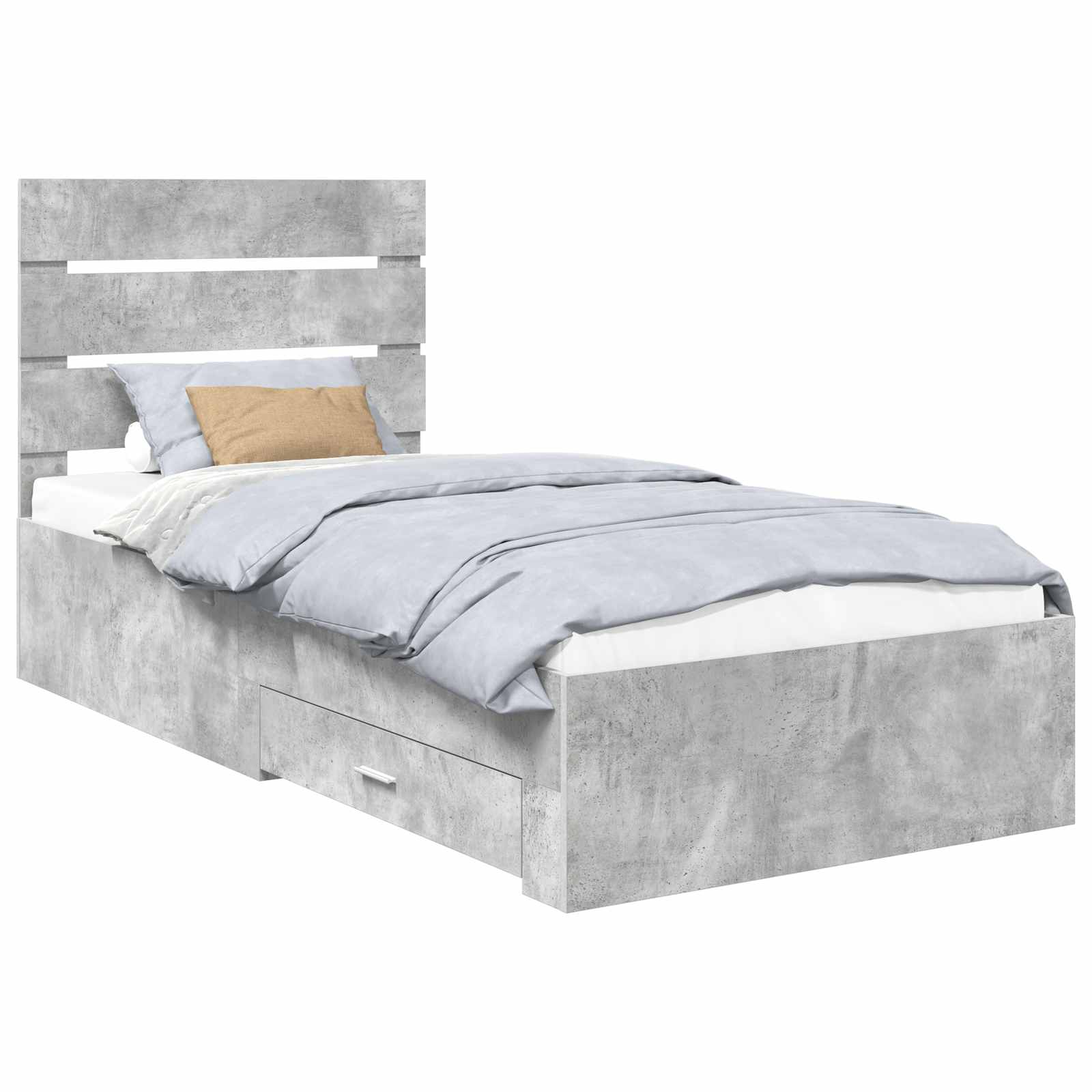 vidaXL Ramka łóżka Betonowy szary 100 x 200 cm Materiał drewnopochodny