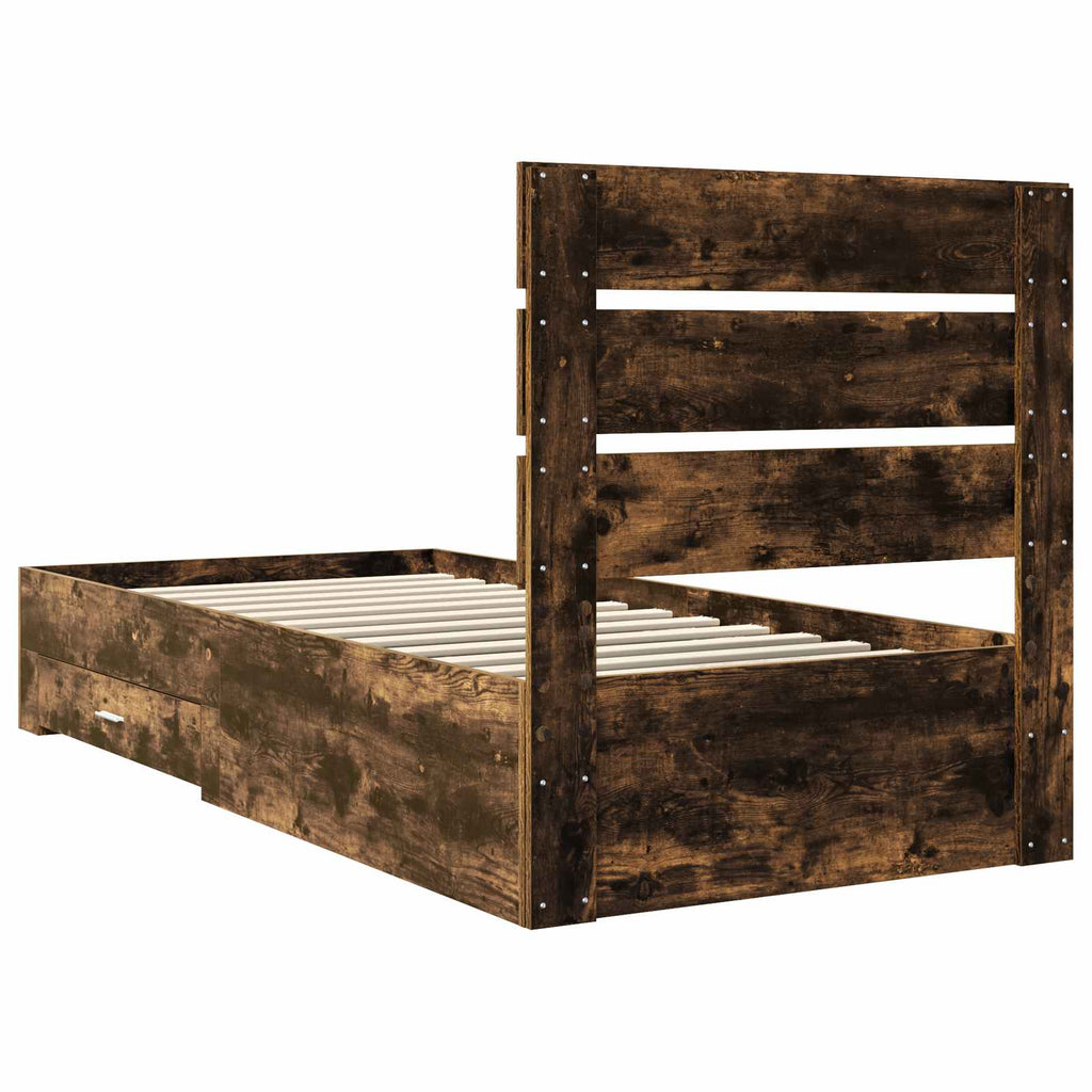 vidaXL Ramka łóżka Dąb wędzony 100 x 200 cm Materiał drewnopochodny