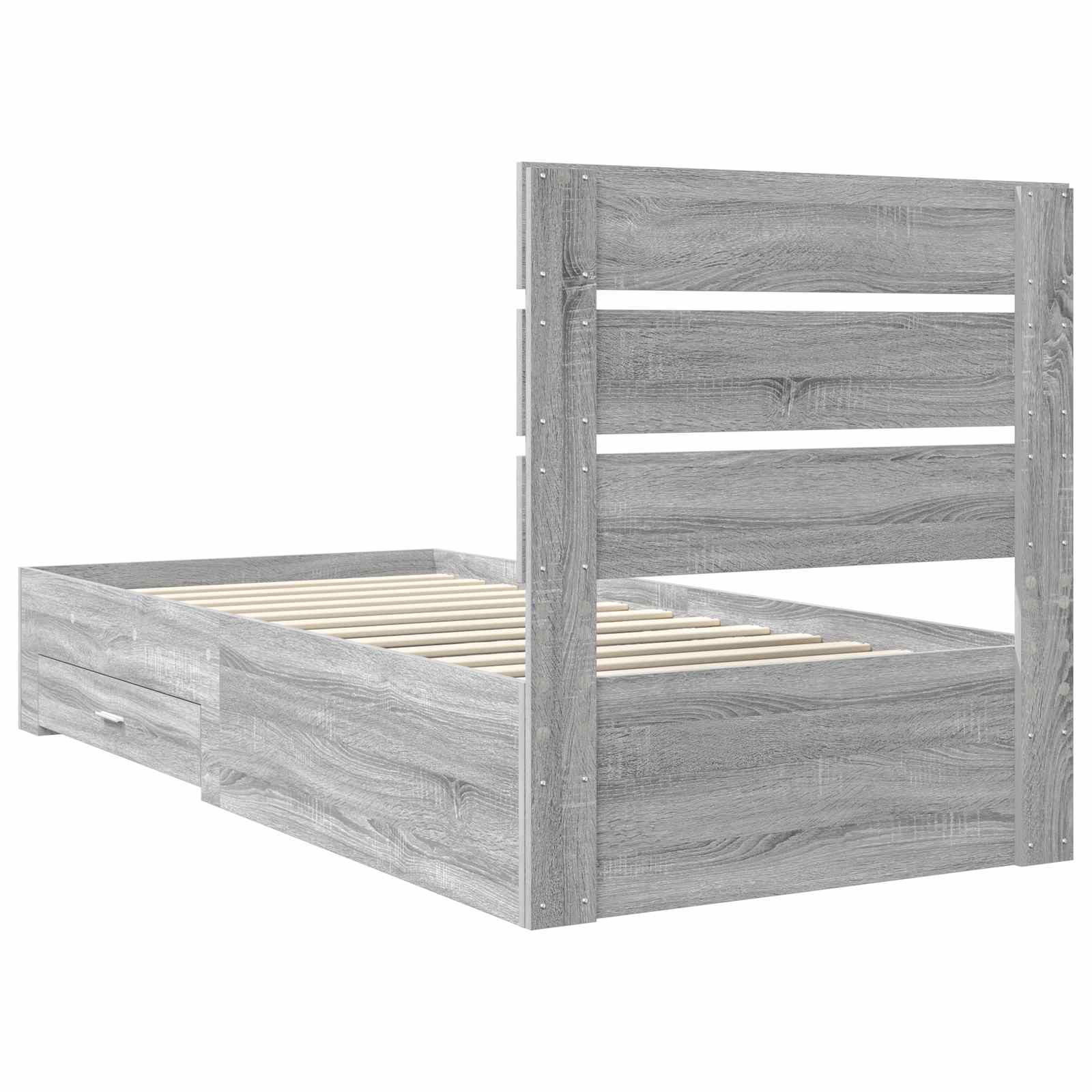 vidaXL Ramka łóżka Szary Sonoma 100 x 200 cm Materiał drewnopochodny
