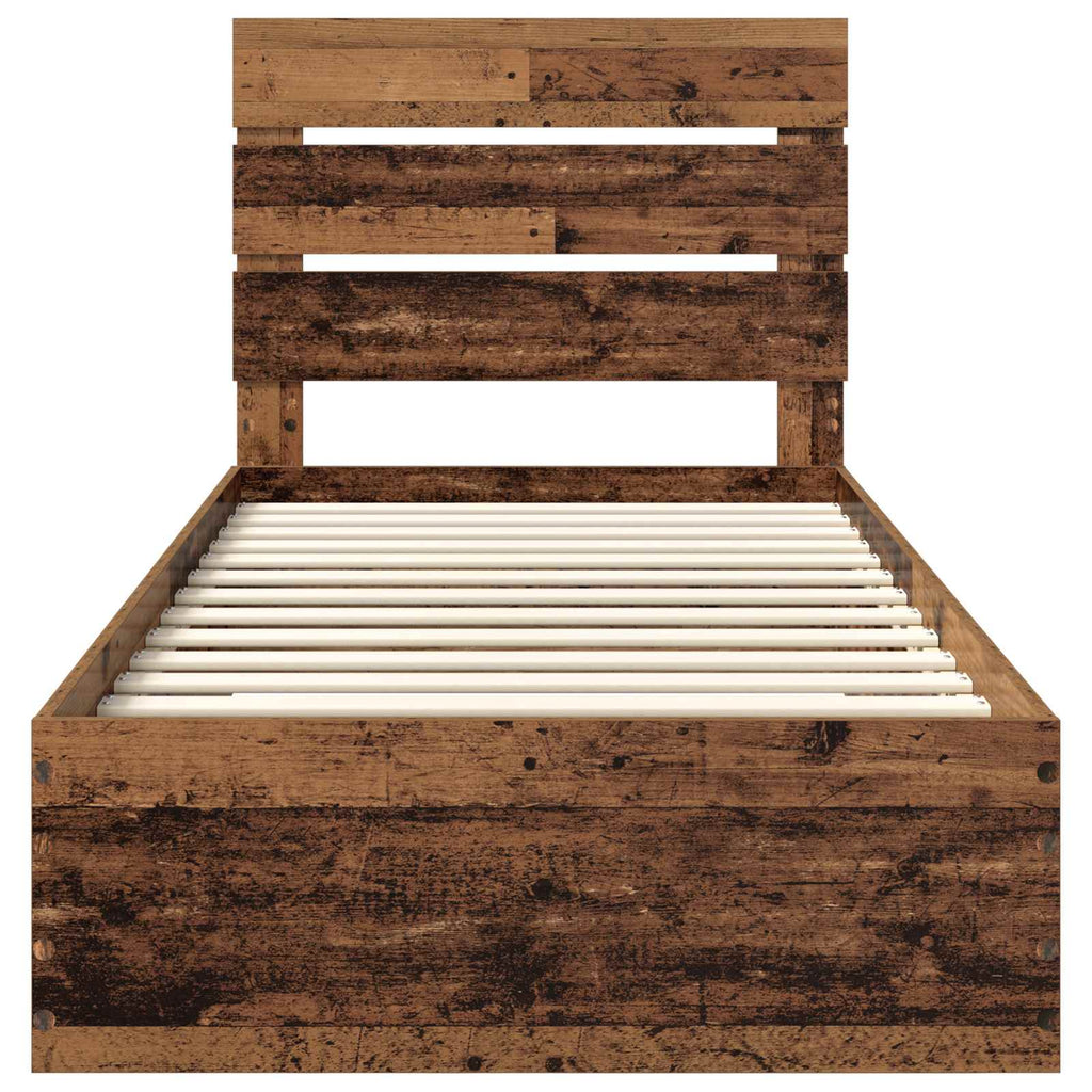 vidaXL Ramka łóżka Stare drewno 100 x 200 cm Materiał drewnopochodny
