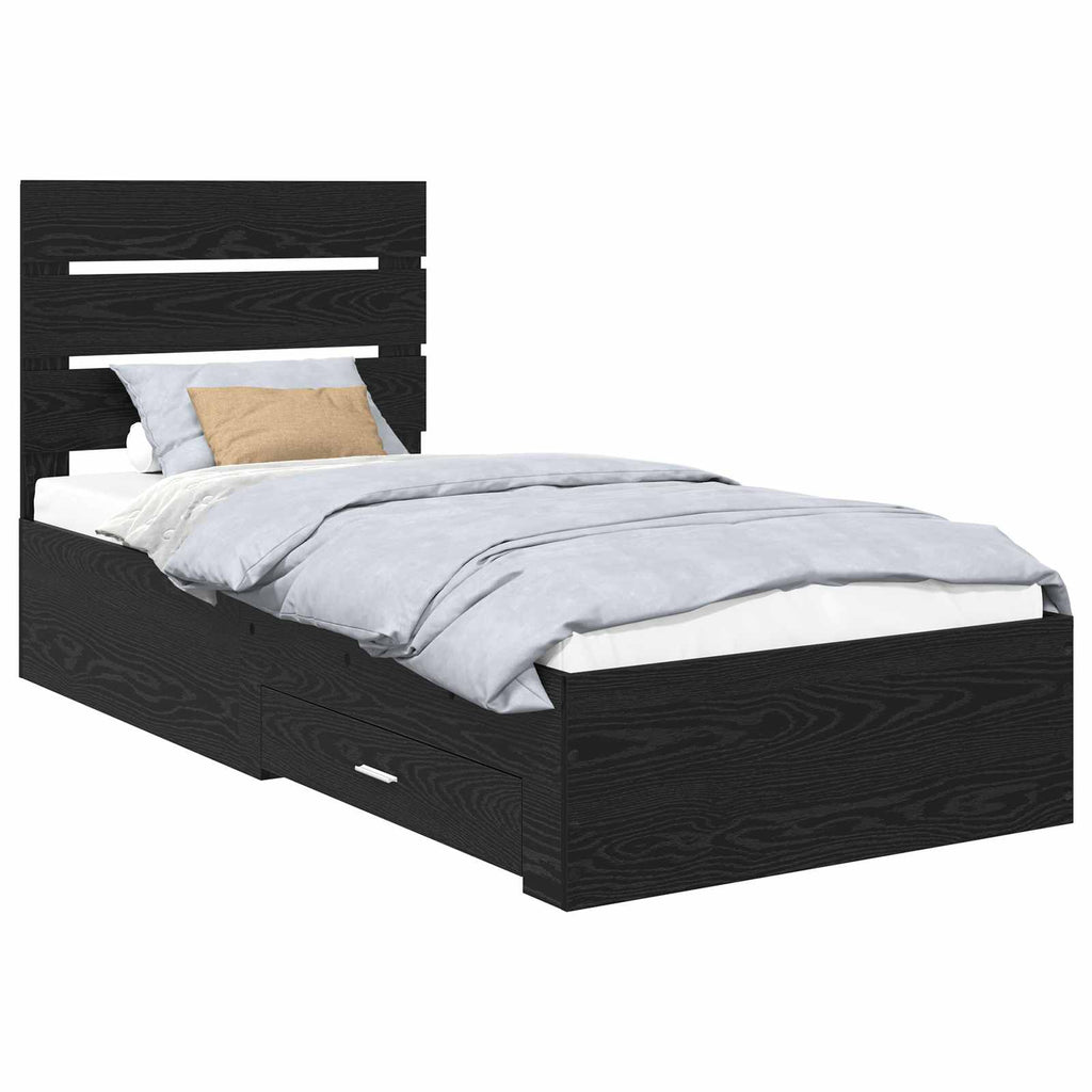 vidaXL Ramka łóżka Czarny Dąb 90 x 200 cm Materiał drewnopochodny