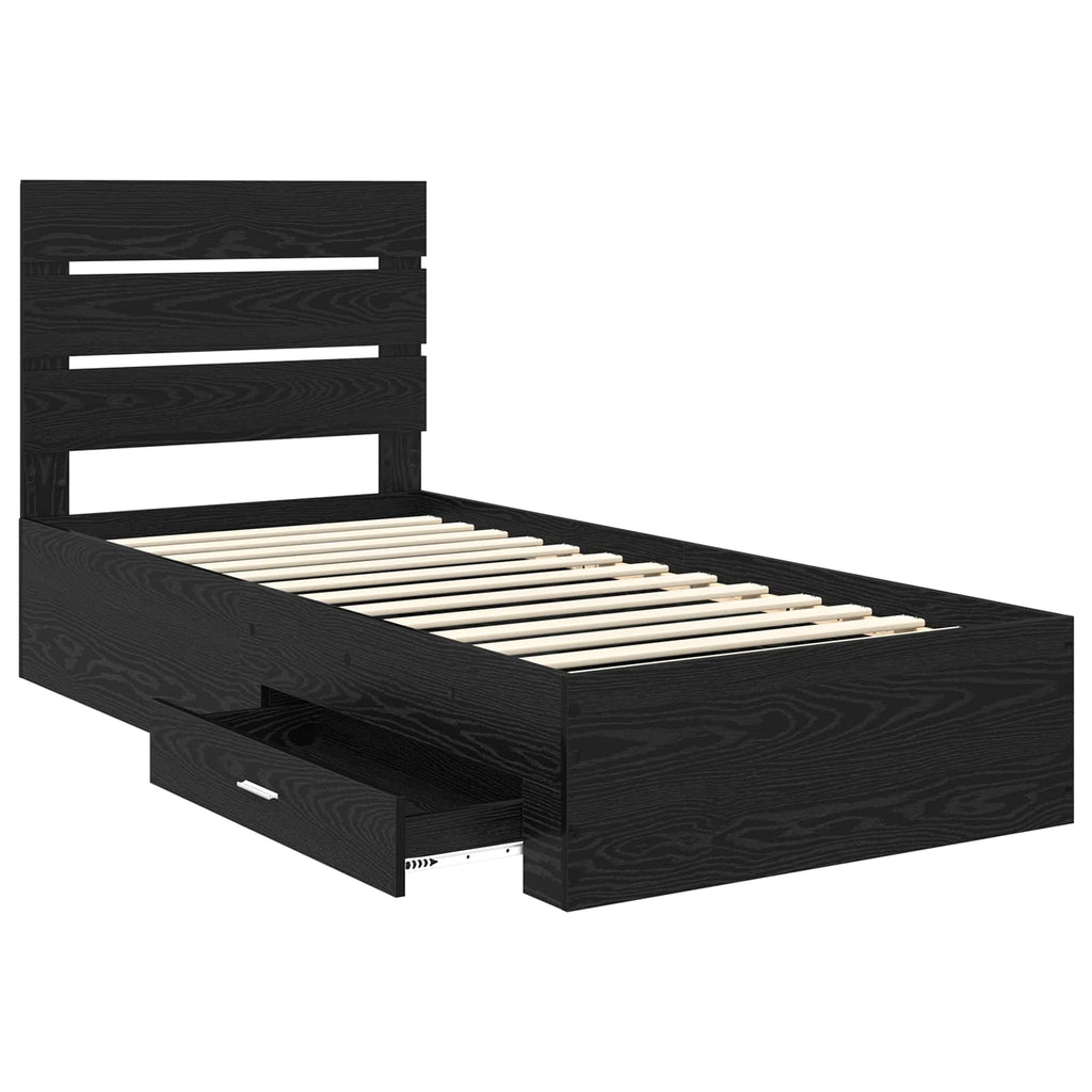 vidaXL Ramka łóżka Czarny Dąb 90 x 200 cm Materiał drewnopochodny