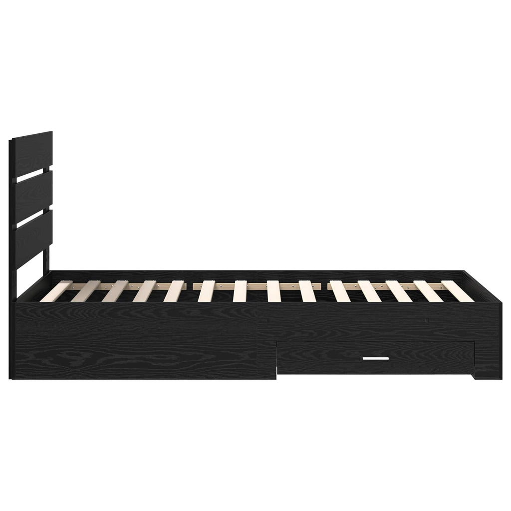 vidaXL Ramka łóżka Czarny Dąb 90 x 200 cm Materiał drewnopochodny