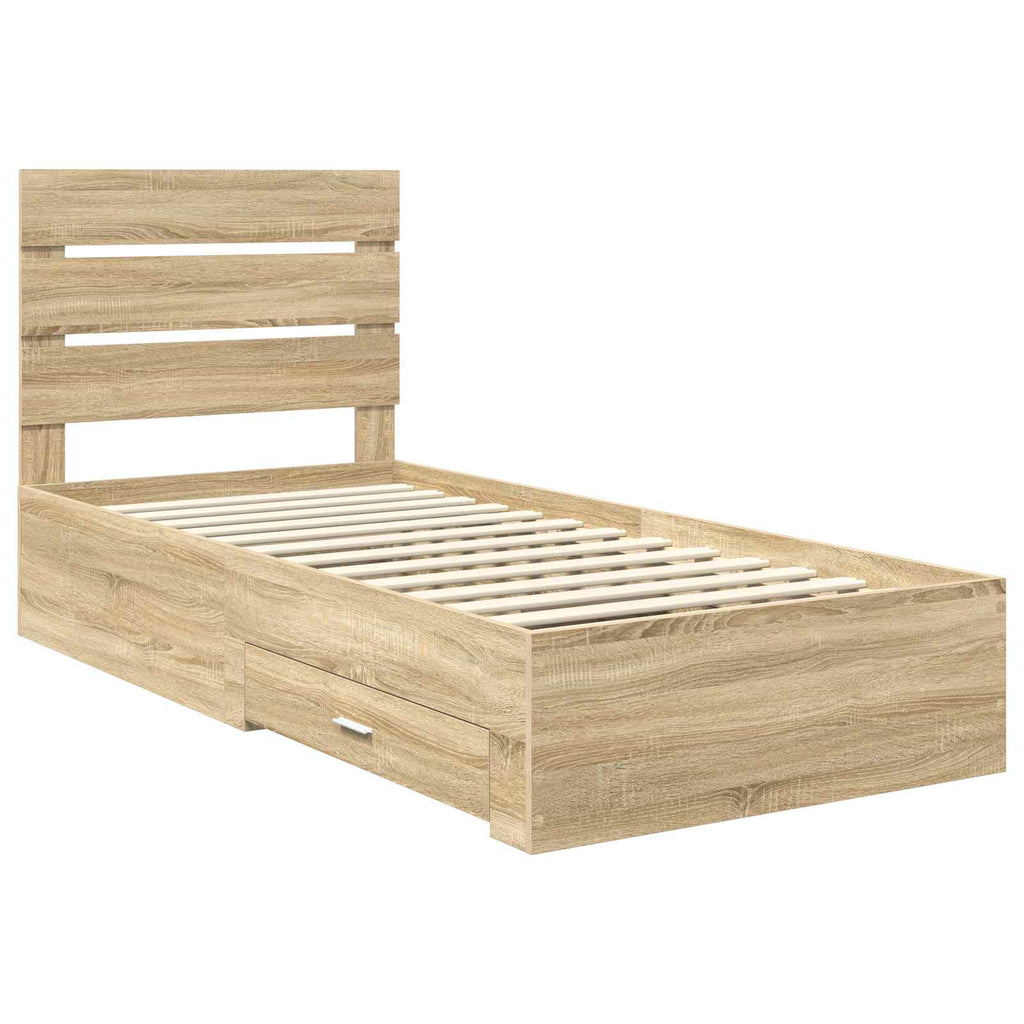 vidaXL Ramka łóżka Dąb Sonoma 90 x 200 cm Materiał drewnopochodny